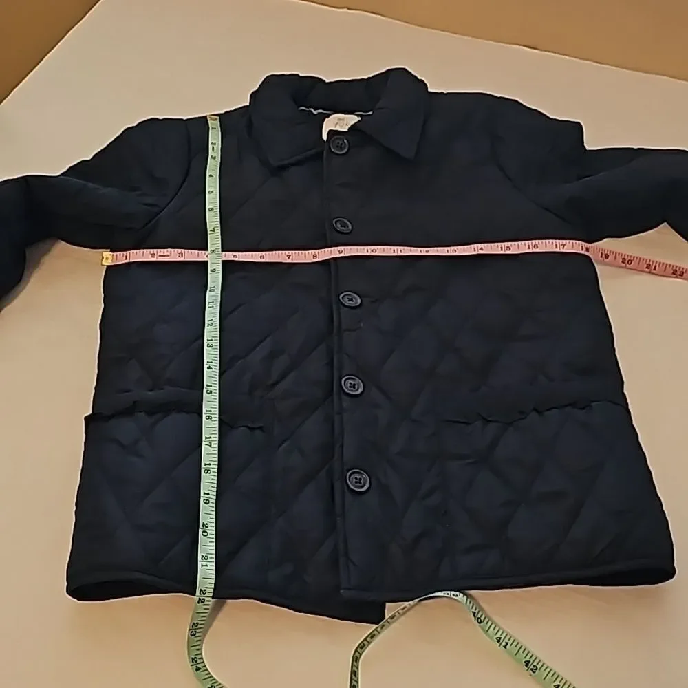 Navy childs quitted lined button front jacket size large 10/12